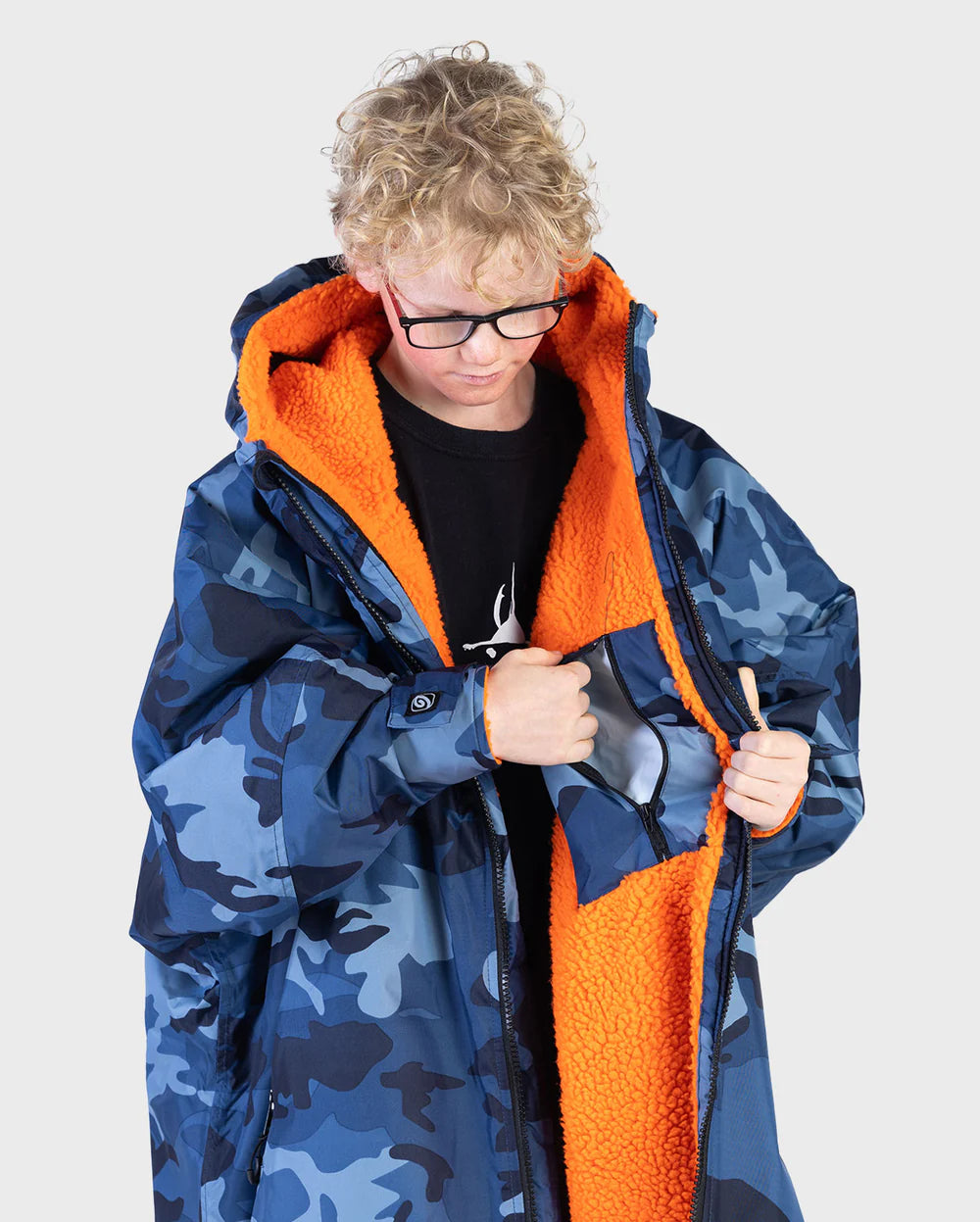 dryrobe Advance - Kids - Long Sleeve V3 - Blue Camo Orange